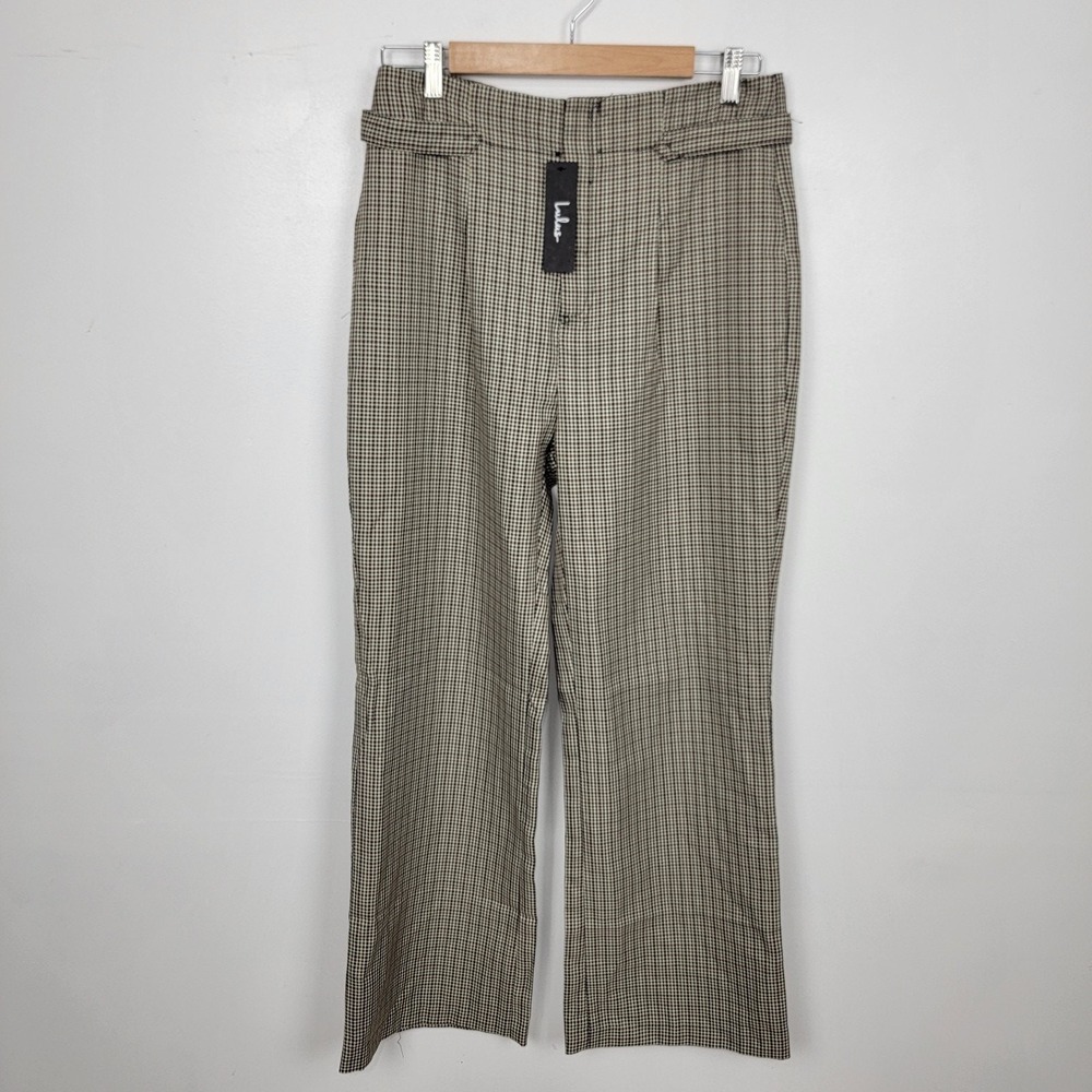 Lulus Dress Pants Houndstooth Womens L Trousers Pleated Career Office Business